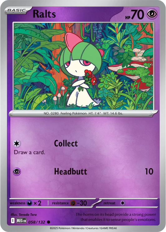 🌟 Near Mint 2025 Pokémon Ralts Reverse Holo – Mega Evolutions #058/132 🌟