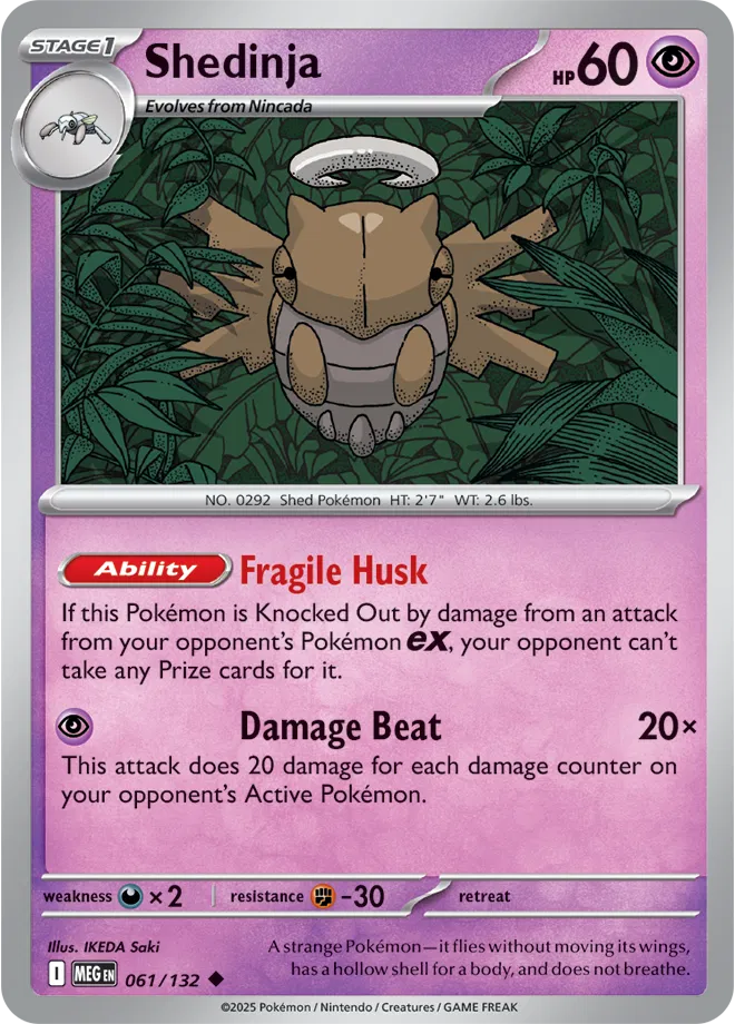 🕷️ Near Mint 2025 Pokémon Shedinja – Mega Evolutions #061/132 🕷️