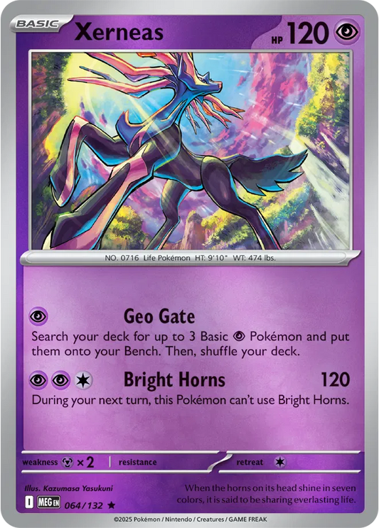 🌈 Near Mint 2025 Pokémon Xerneas Reverse Holo – Mega Evolutions #064/132 🌈
