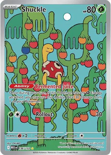 Near Mint 2025 Pokémon Shuckle Shiny Rare – Mega Evolutions #136/132