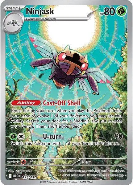 Near Mint 2025 Pokémon Ninjask Shiny Rare – Mega Evolutions #137/132