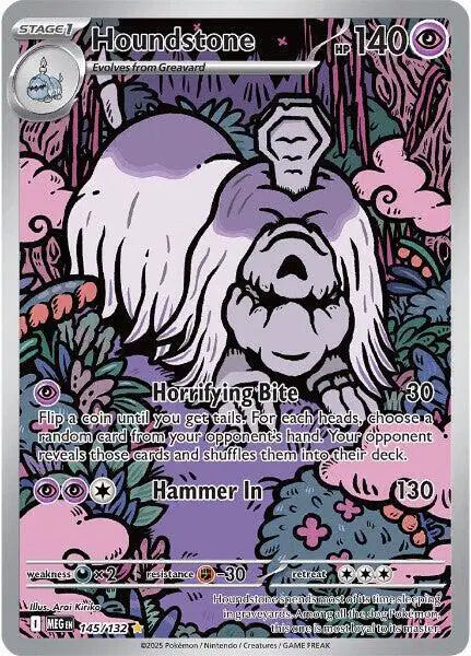 Near Mint 2025 Pokémon Houndstone Shiny Rare – Mega Evolutions #145/132