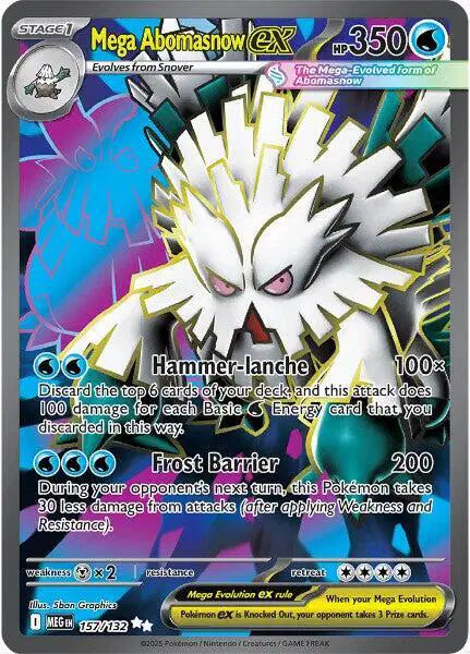 Near Mint 2025 Pokémon Mega Abomasnow ex Ultra Rare – Mega Evolutions #157/132
