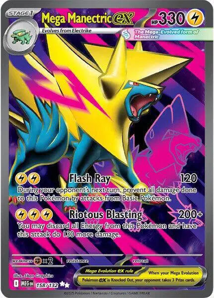 Near Mint 2025 Pokémon Mega Manectric ex Ultra Rare – Mega Evolutions #158/132