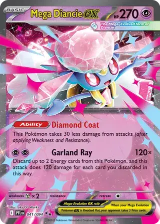 💎 Near Mint 2025 Pokémon Mega Diancie ex – Phantasmal Flames #041/094 💎