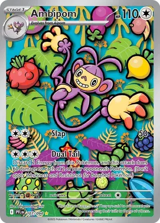 🐒 Near Mint 2025 Pokémon Ambipom Illustration Rare – Phantasmal Flames #107/094 🐒