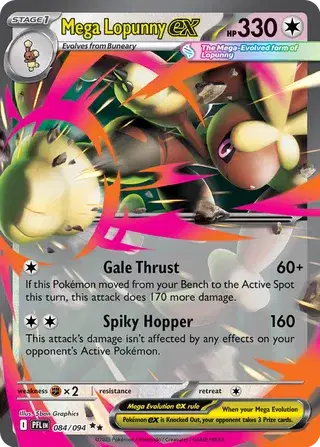 🐰 Near Mint 2025 Pokémon Mega Lopunny ex – Phantasmal Flames #084/094 🐰