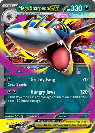 🦈 Near Mint 2025 Pokémon Mega Sharpedo ex – Phantasmal Flames #061/094 🦈