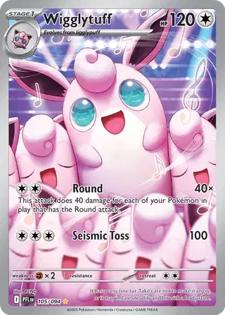 🎀 Near Mint 2025 Pokémon Wigglytuff Illustration Rare – Phantasmal Flames #105/094 🎀