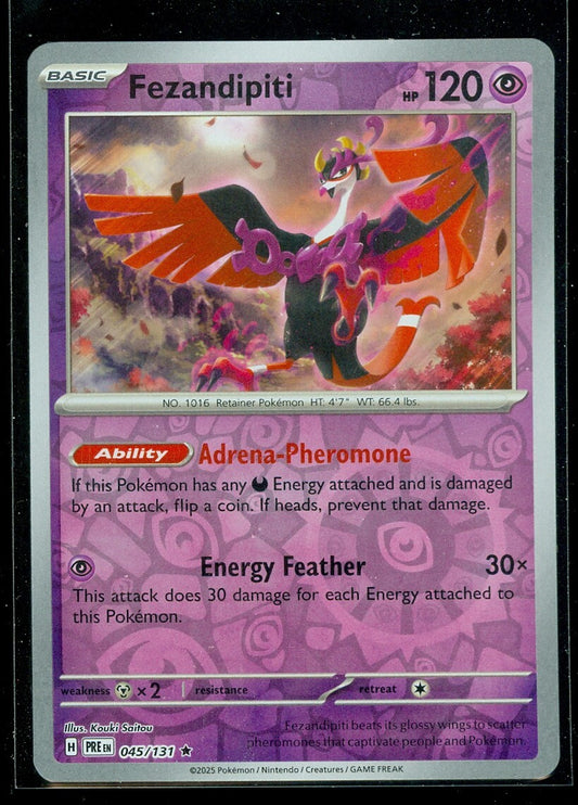 Near Mint 2025 Pokemon Fezandipiti Reverse Holofoil - Prismatic Evolutions #045/131