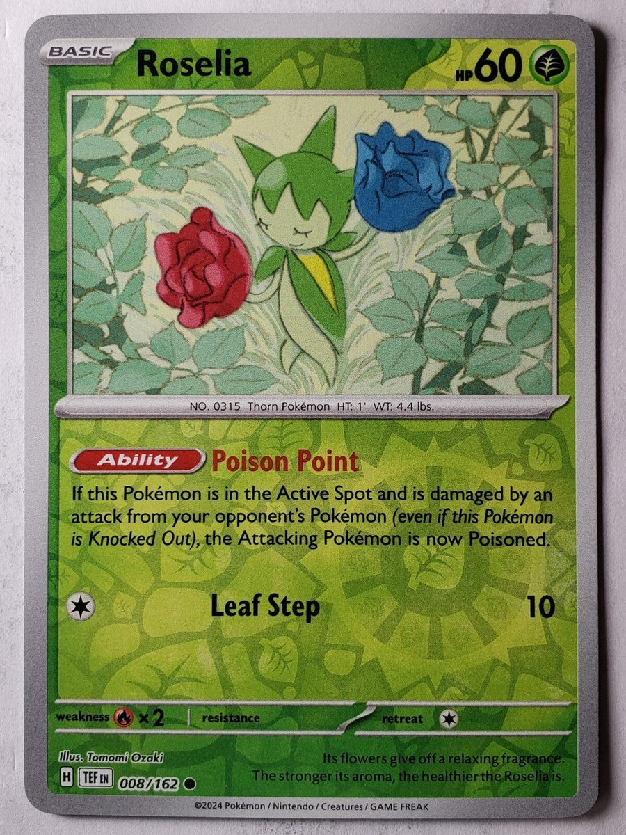 Near Mint 2024 Pokémon Roserade Reverse Holo – Temporal Forces #008/162 | Stage 2 Grass-Type TCG Card