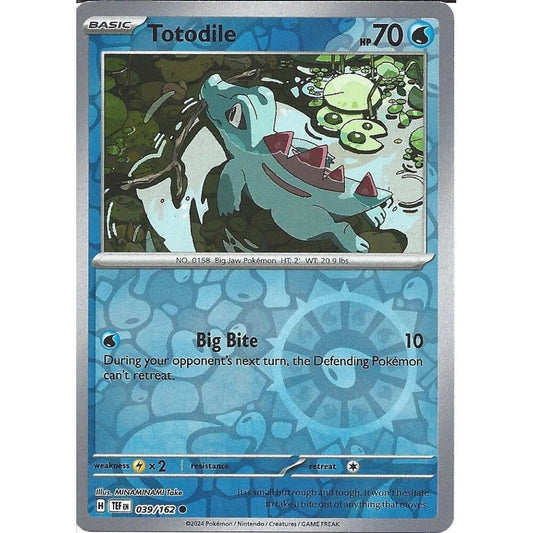 Near Mint 2024 Pokémon Totodile Reverse Holo – Temporal Forces #039/162 | Basic Water-Type TCG Card