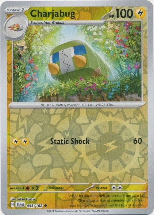 Near Mint 2024 Pokémon Charjabug Reverse Holo – Temporal Forces #055/162 | Stage 1 Electric-Type TCG Card