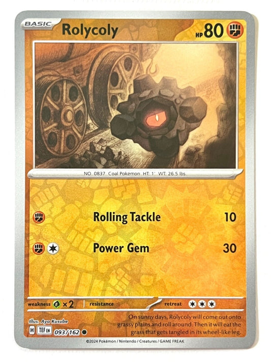 Near Mint 2024 Pokémon Rolycoly Reverse Holo – Temporal Forces #093/162 | Basic Rock-Type TCG Card