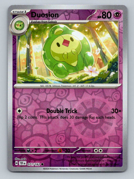Near Mint 2024 Pokémon Duosion Reverse Holo – Temporal Forces #071/162