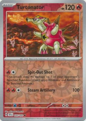 Near Mint 2024 Pokémon Turtonator Reverse Holo – Temporal Forces #035/162 | Fire-Type Basic TCG Card