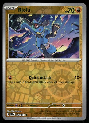 Near Mint 2025 Pokemon Riolu Reverse Holofoil - Prismatic Evolutions #050/131