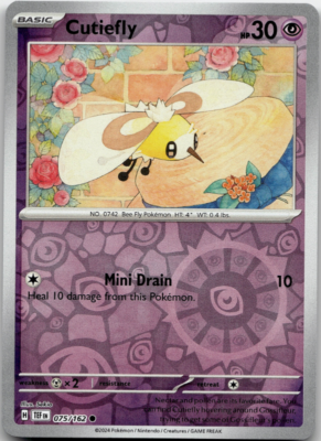 Near Mint 2024 Pokémon Cutiefly Reverse Holo – Temporal Forces #075/162 | Basic Bug/Fairy-Type TCG Card