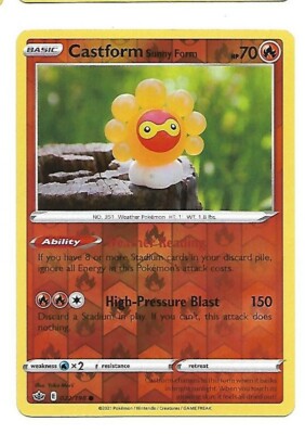 Near Mint 2021 Pokemon Castform Sunny Form Reverse Holo – Chilling Reign #022/198