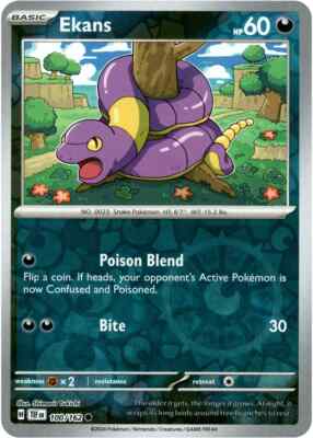 Near Mint 2024 Pokémon Ekans Reverse Holo – Temporal Forces #100/162
