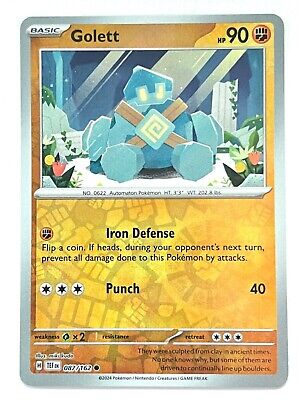 Near Mint 2024 Pokémon Golett Reverse Holo – Temporal Forces #087/162 | Basic Fighting-Type TCG Card