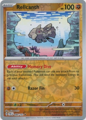 Near Mint 2024 Pokémon Relicanth Reverse Holo – Temporal Forces #084/162 | Basic Water-Type TCG Card