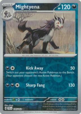 Near Mint 2024 Pokémon Mightyena Reverse Holo – Temporal Forces #106/162 | Stage 1 Darkness-Type TCG Card