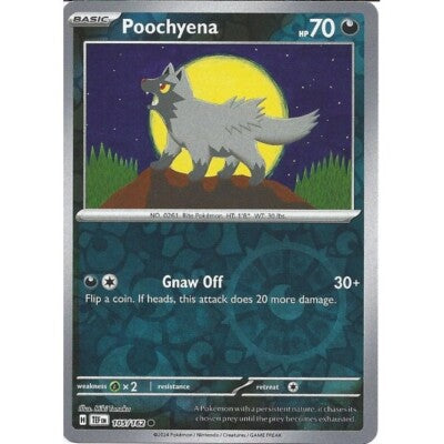 Near Mint 2024 Pokémon Poochyena Reverse Holo – Temporal Forces #105/162 | Basic Darkness-Type TCG Card