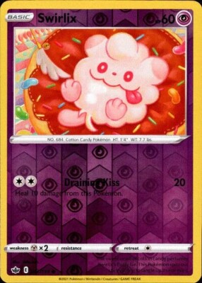 Near Mint 2021 Pokemon Swirlix Reverse Holofoil  – Chilling Reign #067/198