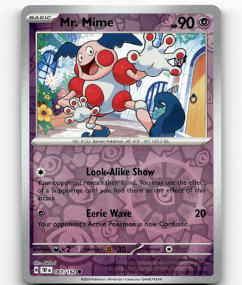 Near Mint 2024 Pokémon Mr. Mime Reverse Holo – Temporal Forces #063/162 | Basic Psychic-Type TCG Card