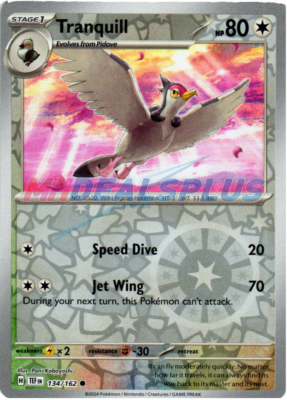 Near Mint 2024 Pokémon Tranquill Reverse Holo – Temporal Forces #134/162 | Stage 1 Colorless-Type TCG Card