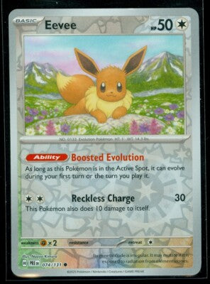 Near Mint 2025 Pokemon Eevee Reverse Holofoil - Prismatic Evolutions #074/131